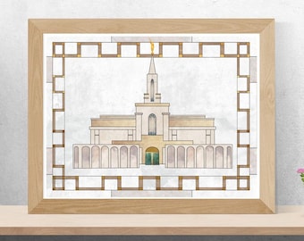 Bountiful Utah Temple Art: Stained Glass Style Print (PDF & PNG)