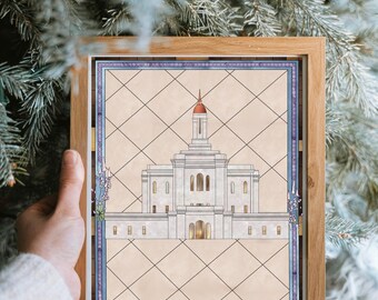 Deseret Peak Utah Temple Art: Stained Glass Style Print (PDF & PNG)