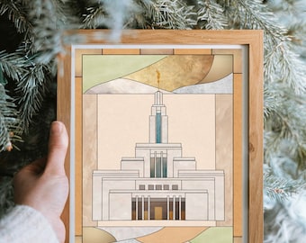 Draper Temple Art Print, Stained Glass Style (PDF Digital File)