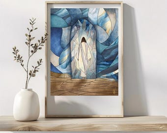 Risen Christ Stained Glass Art Print: Christian Easter Decor (PDF & PNG)
