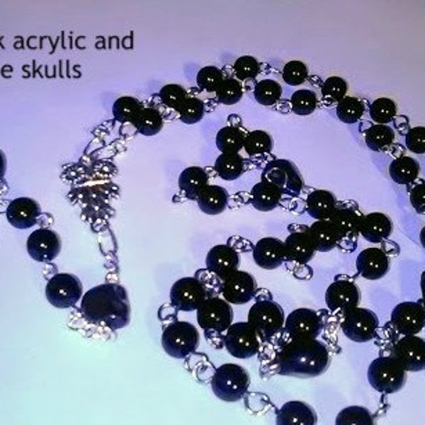 Black Acrylic & Howlite Skull Beads - Santa Muerte Rosary