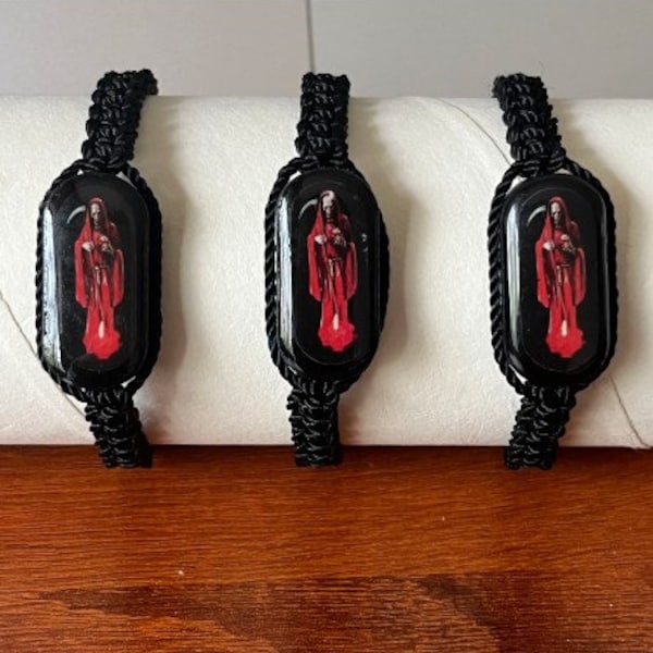 Set of 3 macrame bracelets w/Santa Muerte