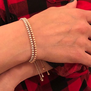 Beaded Silver Adjustable Bracelet