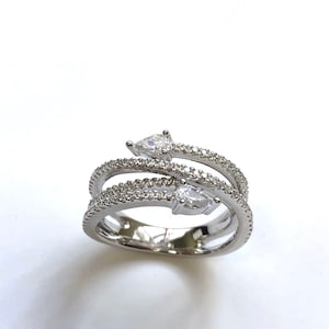 Sterling Silver and Cubic Zirconia Cocktail Fashion Ring