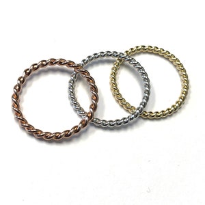 Silver Twisted Rope Design Stackable Rings