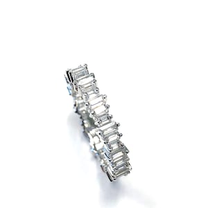 Sterling Silver and Cubic Zirconia Baguette Eternity Band