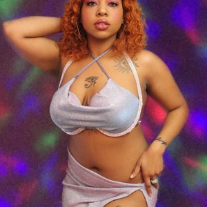 Iced Out Shimmery Bra and Skirt Set