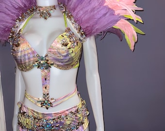 Conjunto de Carnaval Personalizable con Plumas (Tonya - Estampado)