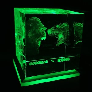 3D Godzilla vs. Kong Custom Made Light Up Crystal Collectible + Ships out in 24hrs USPS Priority Mail Free~!