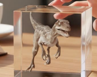 3D Clever Dinosaur Crystal Collectible with Free LED Light Base