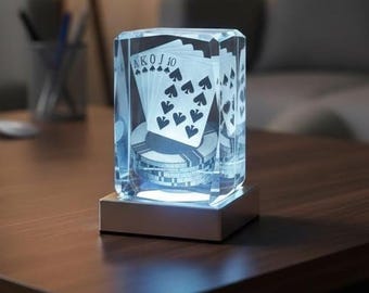 3D Royal Flush Crystal Poker Gift: LED Light Up Collectible