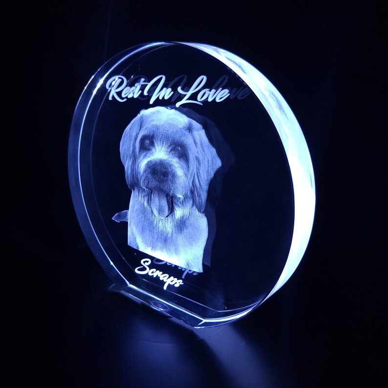 3D Photo Crystal Plaque: Personalized Pet or People Gift with LED Base image 2