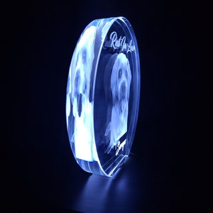 3D Photo Crystal Plaque: Personalized Pet or People Gift with LED Base image 4