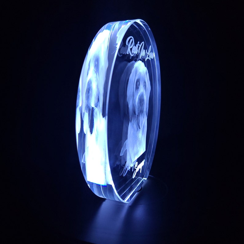 3D Photo Crystal Plaque: Personalized Pet or People Gift with LED Base image 4