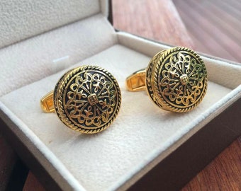 S Design Baroque Art Antique Gold/Antique Silver  Cufflinks Man's Wedding Cuff links