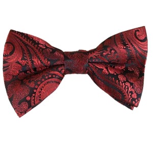 Maroon und Schwarz Pasiley Pre gebunden Fliege mit passenden Einstecktuch Man&#39;s Bowtie Hochzeit Fliegen