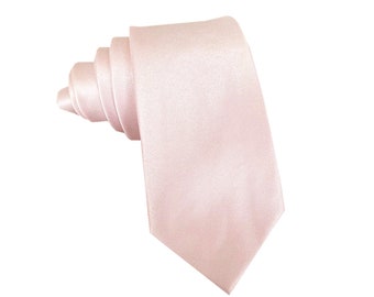 Blush Pink Wedding Tie, Satin Tie & Pocket Square Set, Men's Necktie Matte Pale Pink, Men's Pocket Square Pink, Wedding Gift