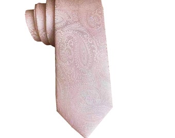 Blush Pink Paisley Skinny Tie , Men's Skinny Tie, Mens Tie, Wedding Tie, Grooms Skinny Tie, Groomsmen Ties