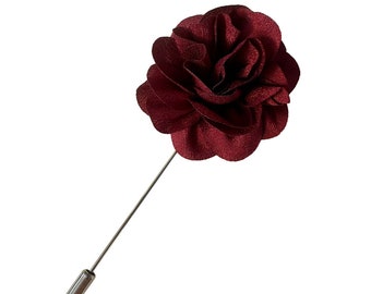 Burgundy Flower Lapel Pin Men Wedding Accessories Brooches Pin