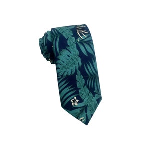 Dark Green Floral Dark navy Skinny Tie with matching Pocket Square Set| floral tie | Dark Green flower necktie | wedding rose tie |groomsmen