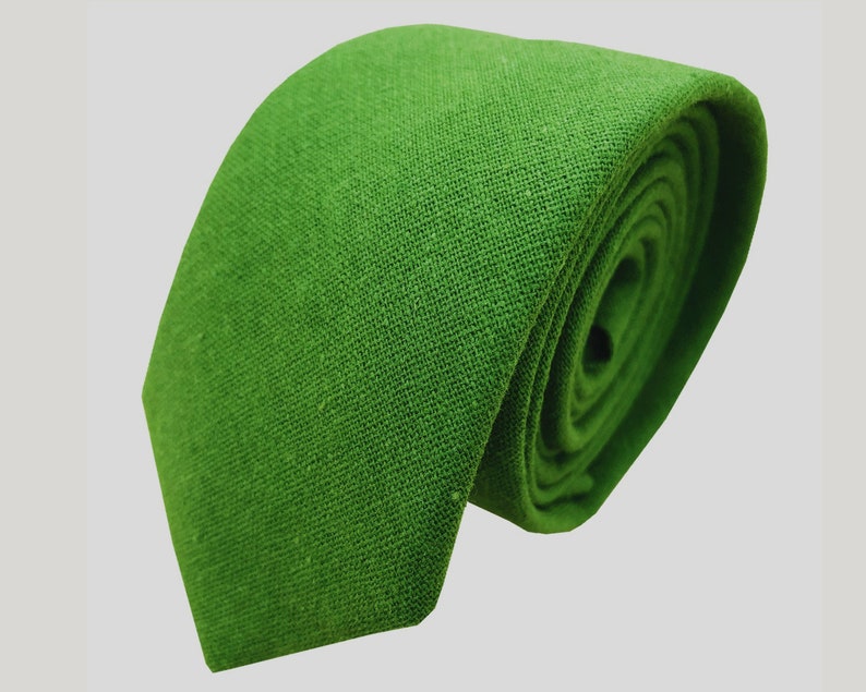 Green Skinny Tie Slim Necktie Thin Neckties with Matching Pocket Square Hanky hankies