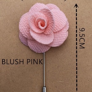 5.5cm Blush pink Rose Flower Lapel Pin Men Wedding Accessories Brooches Pin,Groomsmen Boutonniere Buttonhole Fashion Wedding Tuxedo Suit Pin