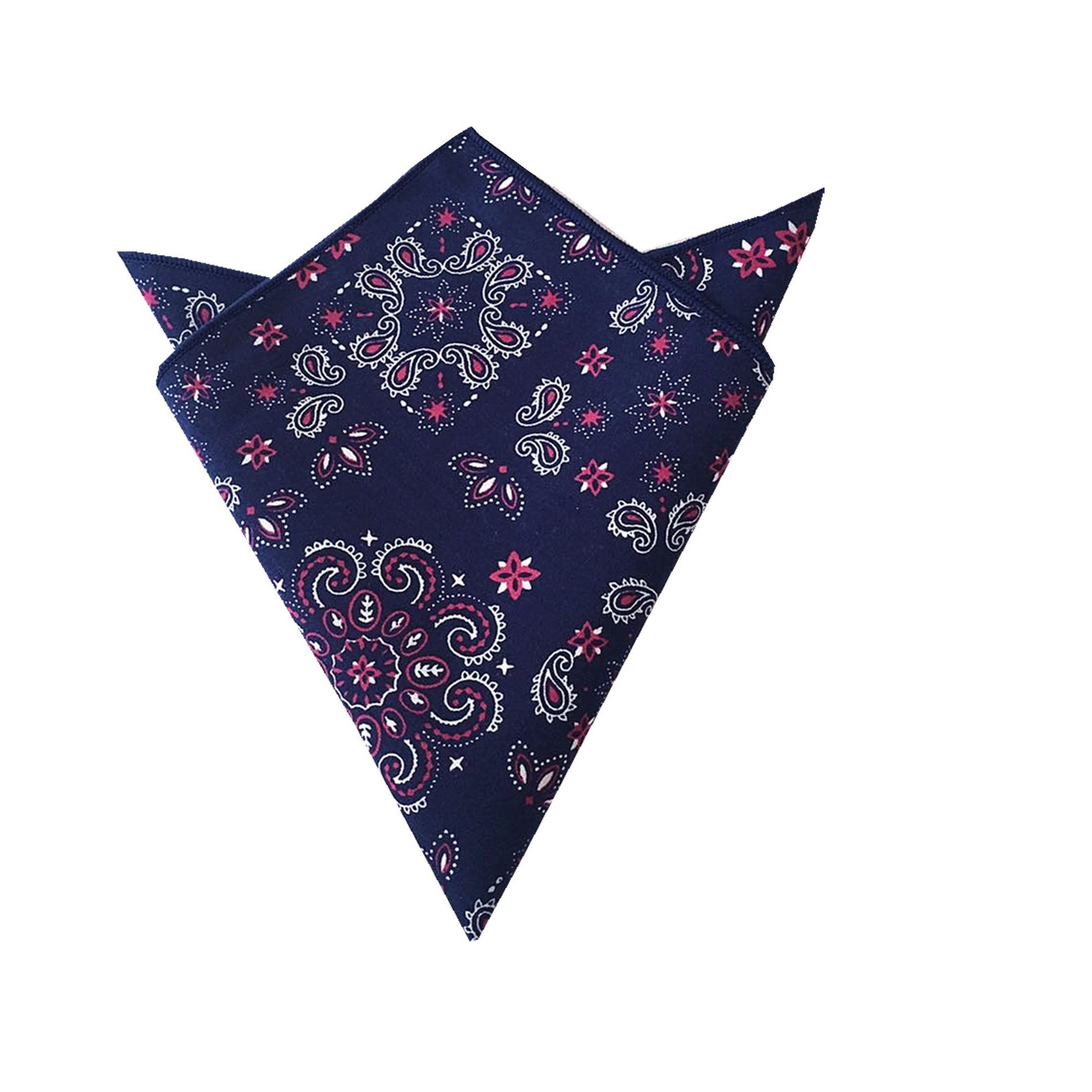 Navy Blue Paisley Skinny Tie With Matching Pocket Square Set | Etsy