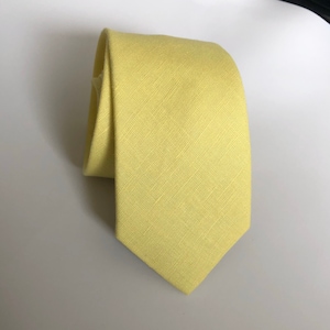 Yellow Linen Slub Skinny Tie Mans Necktie Wedding Neckties