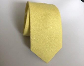 Stones Handmade Yellow Linen Slub Skinny Tie Mans Necktie Wedding Neckties