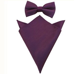 Dark Merlot Burgundy Wine Weave Pre-tied Bowties with Matching Pocket Square Wedding Birthday Gift