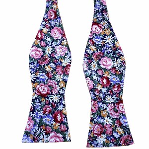 Pink with Purple Floral Self tied Bow tie Cotton Self bow tie Bowties Mans Bowtie