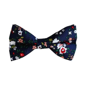 Navy blue with white Floral Pre-tied Bow tie| floral tie | Peach flower bowtie| wedding rose bowties |groomsmen |mens floral wedding