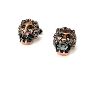 Gemelos de león de plata antigua Gemelos de piedras preciosas para hombres Regalo de cumpleaños