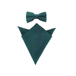Juniper Green linen bow tie,Dark Juniper wedding necktie, linen necktie, groomsmen necktie, necktie, bow tie for men