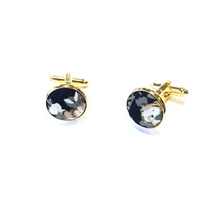 Midnight blue white floral cufflinks custom cufflink Silver cufflinks Gold cufflinks Wedding cuff links Accessories