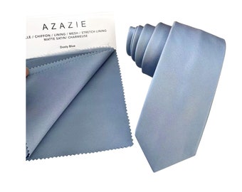 Dusty Blue Wedding Tie, Satin Tie & Pocket Square Set, Men's Necktie Matte Dusty Blue, Men's Pocket Square Dusty Blue, Wedding Gift