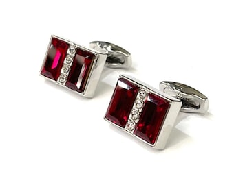 Red Ruby Cuflinks Gold Cuff links Wedding Cuff links Birthday Gift Father's Day Gift