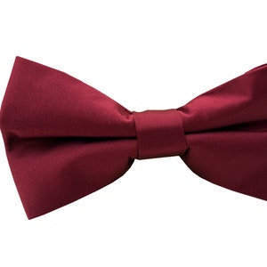 Mens Solid Burgundy Wedding Pre-tied Bow tie Satin Bowtie for Groomsmen