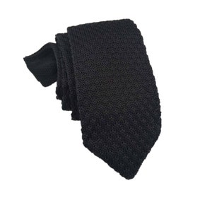 Classic Black Knit Tie, Men&#39;s Necktie, Knitted Neckties, Casual Necktie, Black Necktie, Groomsmen Necktie, Wedding Necktie, Knitted Ties C