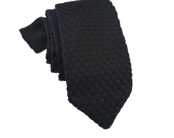 Corbata de punto negra clásica, corbata de hombre, corbatas de punto, corbata casual, corbata negra, corbata de novio, corbata de boda, corbata de punto C