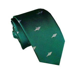 Handmade Green Shark Skinny Tie Mans Novelty Necktie Animal Print Skinny Ties