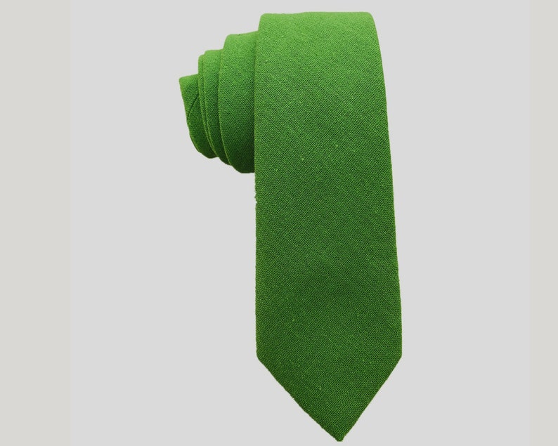 Green Skinny Tie Slim Necktie Thin Neckties with Matching Pocket Square Hanky hankies