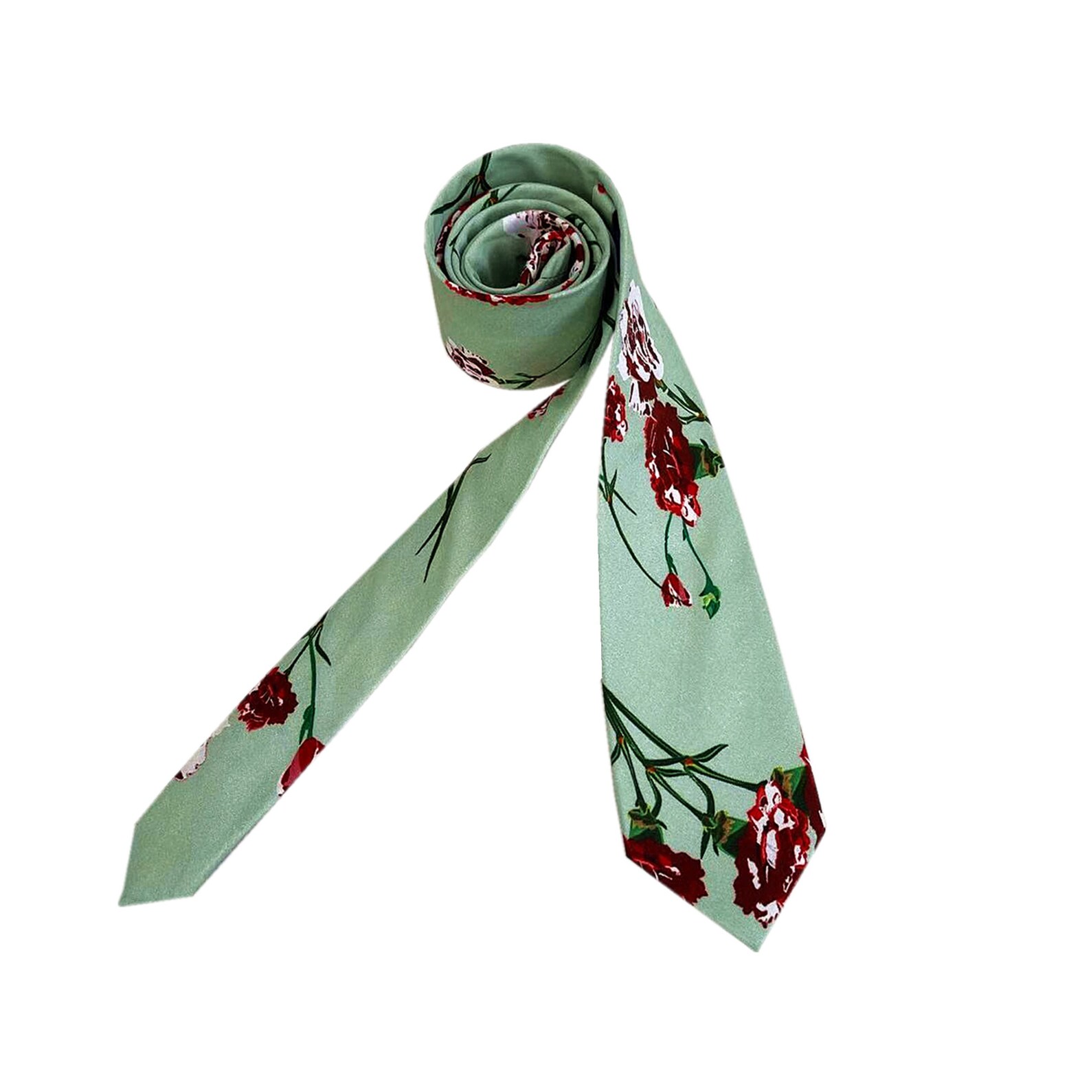 Sage Green Floral Skinny Tie With Matching Pocket Square Set Etsy