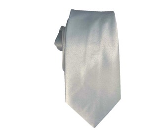 Silver Fog Wedding Tie, Tie & Pocket Square Set, Men's Necktie Light Grey, Men's Pocket Square Light Gray, Wedding Gift