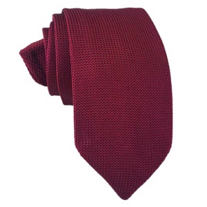 Burgundy Knit Tie, Men&#39;s Necktie, Knitted Neckties, Casual Necktie,Maroon Necktie, Groomsmen Necktie, Wedding Necktie, Knitted Ties B