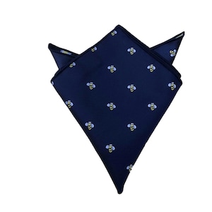 Navy Blue Bumble Bee Pocket Square Animal Print Handkerchiefs Mans Hanky