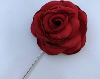 Rose Rose Fleur Revers Pin, Épingle en émail Tissu Art Accessoires Broche Pin Hommes Femmes Pin, Groomsmen Boutonniere Mode Mariage Favoris Costume Pin