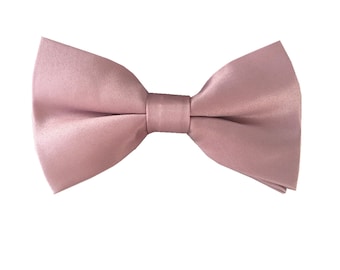 Mushroom Pink Bow tie Dusty Rose Pink Satin Pre tied Bow tie Man's Cameo Bowtie Wedding Bowtie