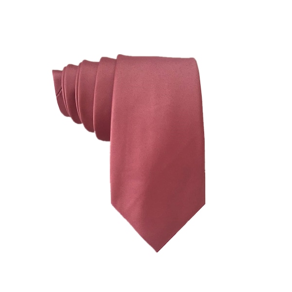 Dusty Rose Pink Wedding Tie, Satin Tie & Pocket Square Set, Men's Necktie , Men's Pocket Square Coral, Wedding Gift