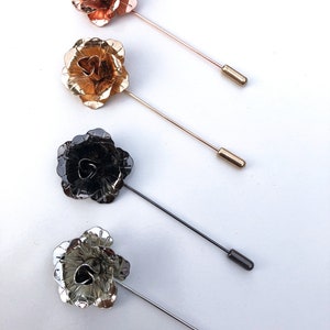 Rose Gold Flower Lapel Pins Gift for Men